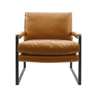 27" Brown Faux Leather And Black Arm Chair HomeRoots