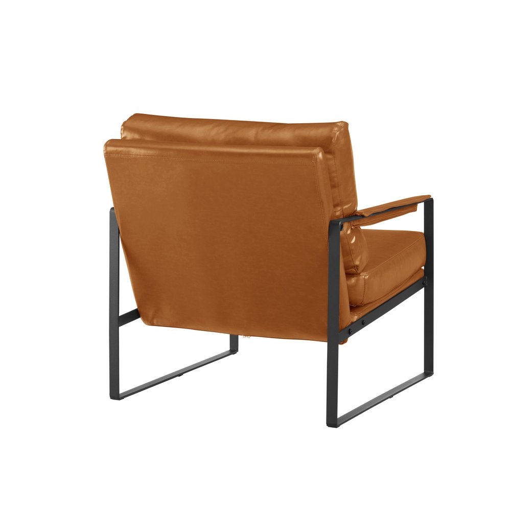 27" Brown Faux Leather And Black Arm Chair HomeRoots