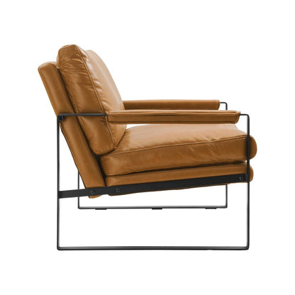 27" Brown Faux Leather And Black Arm Chair HomeRoots