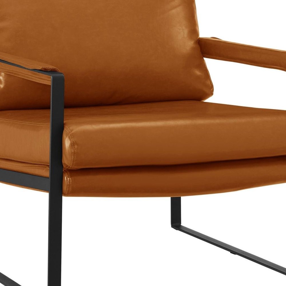 27" Brown Faux Leather And Black Arm Chair HomeRoots