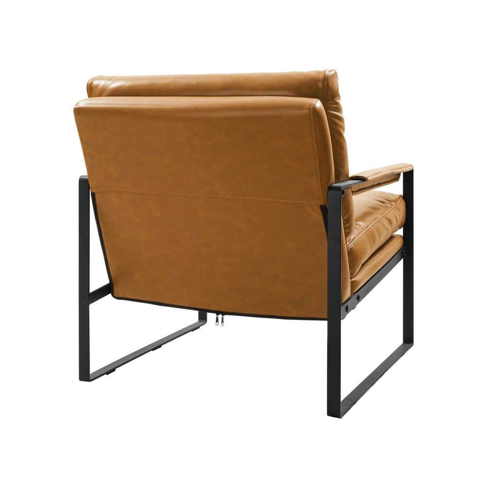 27" Brown Faux Leather And Black Arm Chair HomeRoots