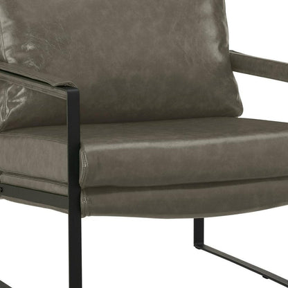 27" Dark Gray Faux Leather And Black Arm Chair HomeRoots