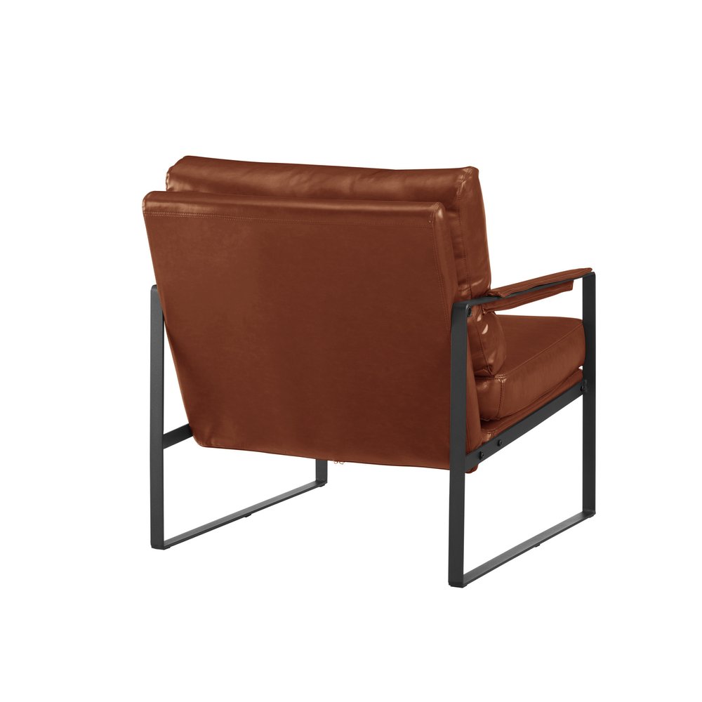 27" Dark Brown Faux Leather And Black Arm Chair — view 4