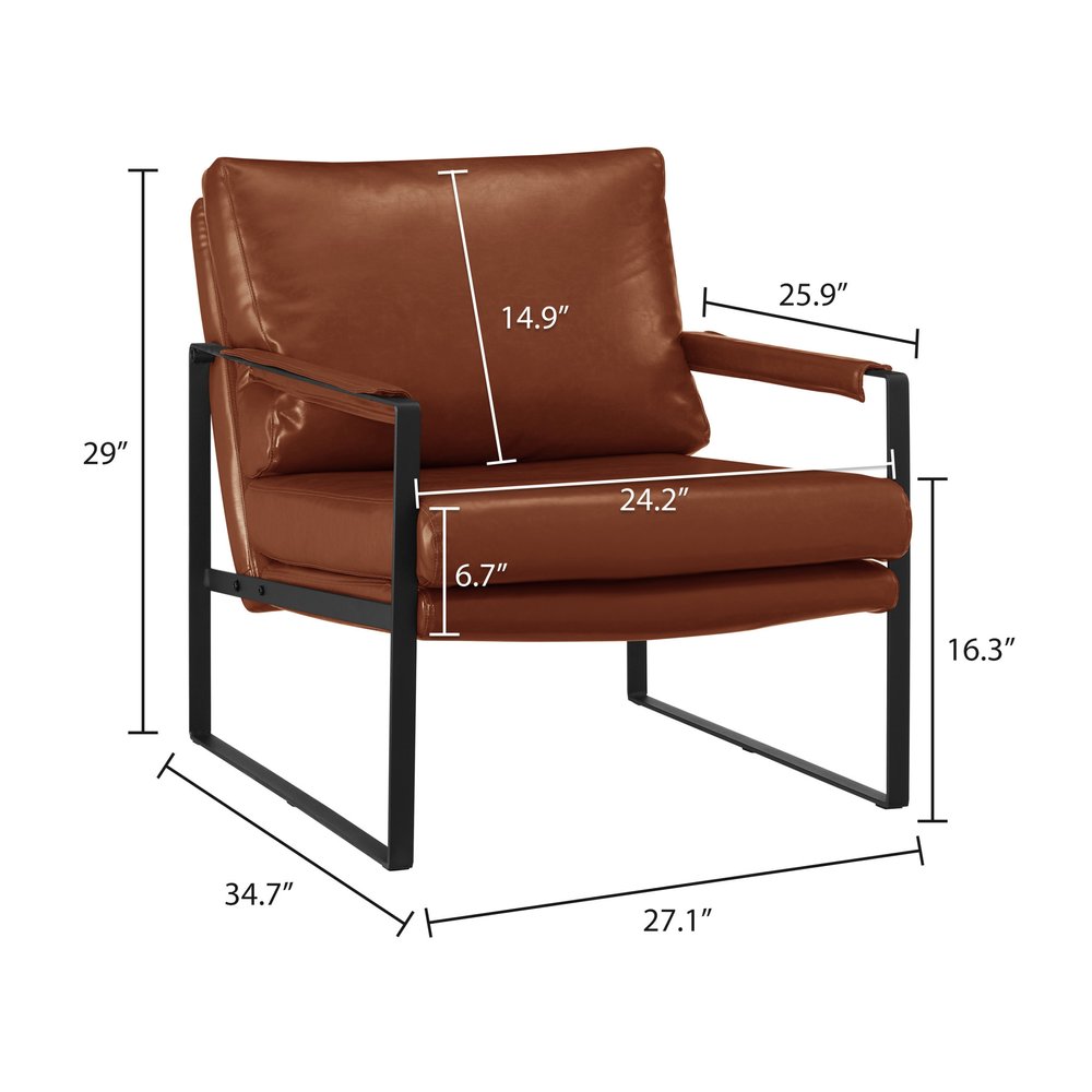 27" Dark Brown Faux Leather And Black Arm Chair HomeRoots