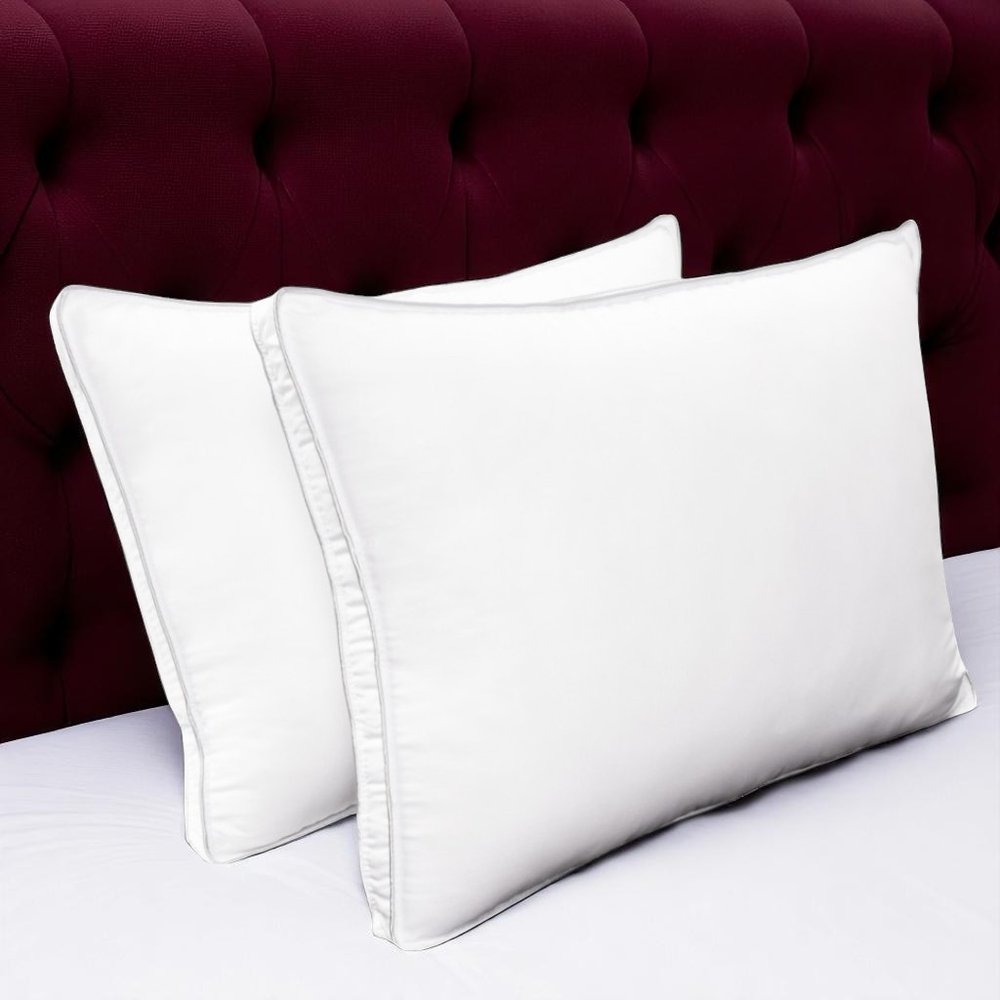 Set of Two Microfiber Down Alternative Medium Hypoallergenic Queen Size Bed Pillows HomeRoots