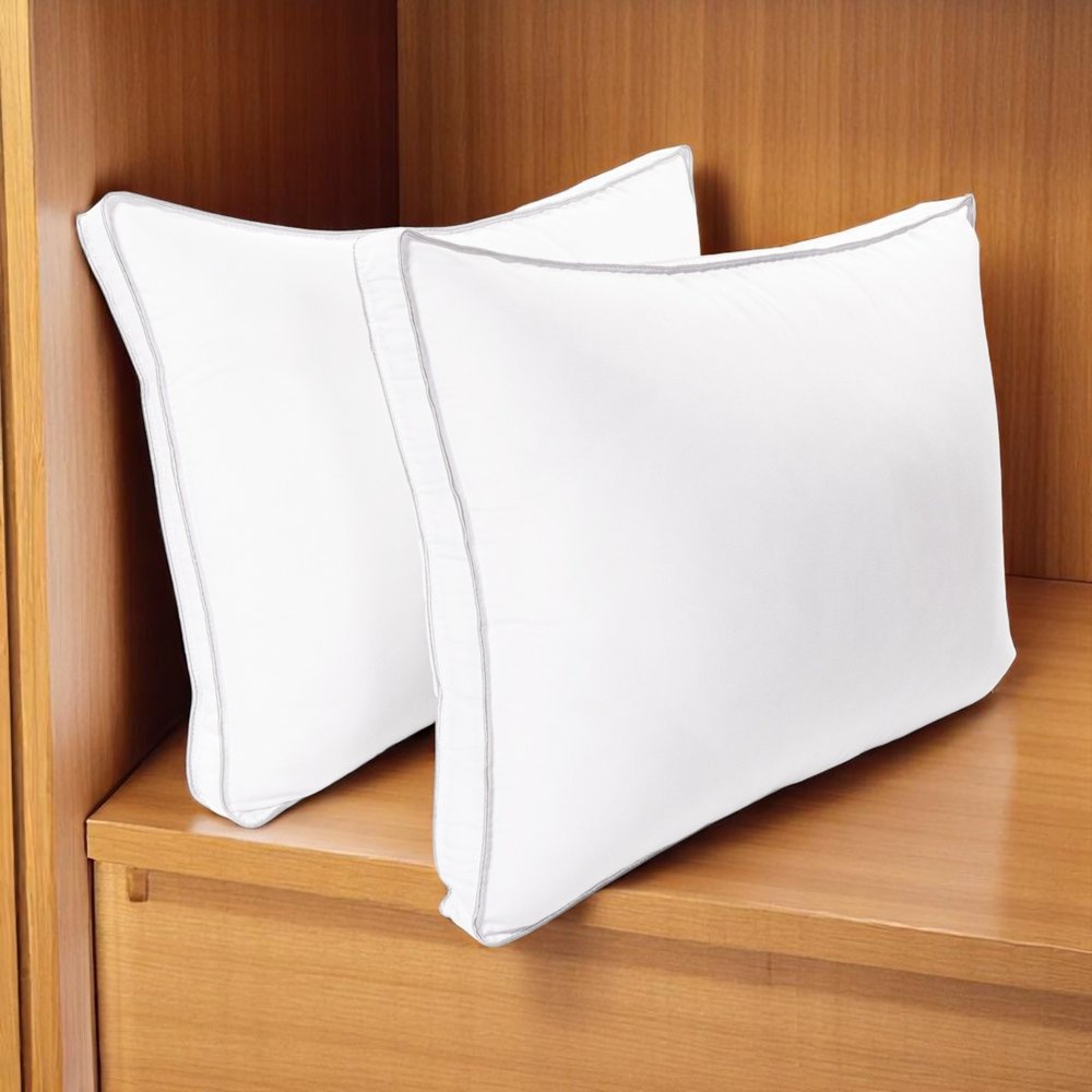 Set of Two Microfiber Down Alternative Medium Hypoallergenic Standard Size Bed Pillows HomeRoots