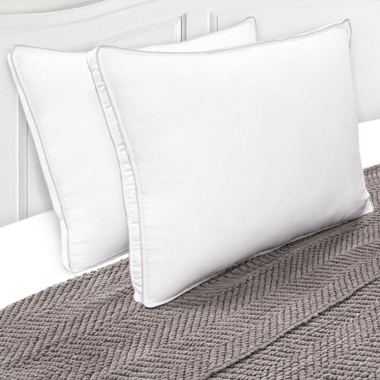 Set of Two Microfiber Down Alternative Medium Hypoallergenic Standard Size Bed Pillows HomeRoots