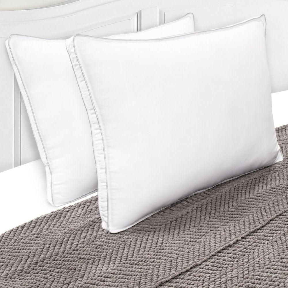 Set of Two Microfiber Down Alternative Medium Hypoallergenic Standard Size Bed Pillows HomeRoots