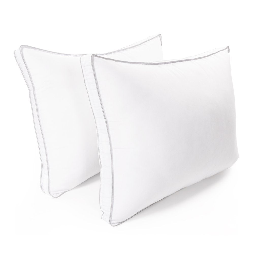 Set of Two Microfiber Down Alternative Medium Hypoallergenic Standard Size Bed Pillows HomeRoots