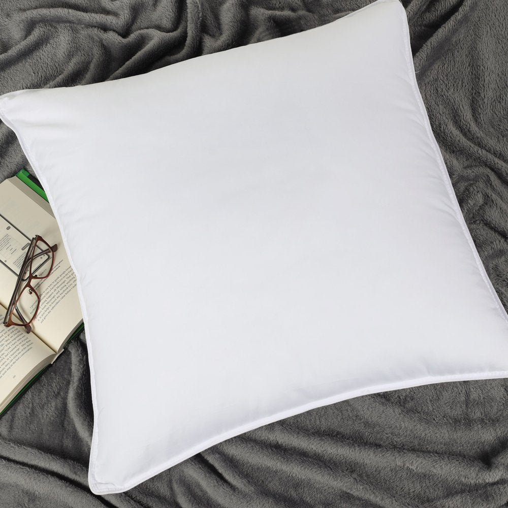 Set of Two Microfiber Down Alternative Medium Hypoallergenic European Size Bed Pillows HomeRoots