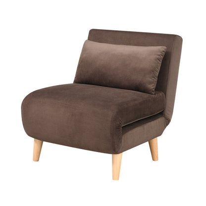 27" Brown and Natural Upholstered Convertible Chair And Toss Pillow HomeRoots