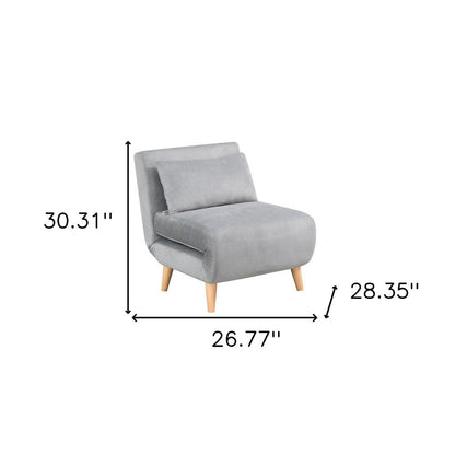 27" Light Gray and Natural Upholstered Convertible Chair And Toss Pillow HomeRoots