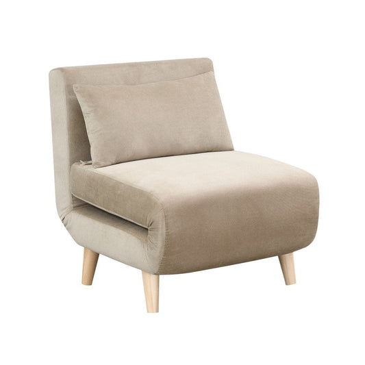 27" Beige and Natural Upholstered Slipper Chair And Toss Pillow HomeRoots