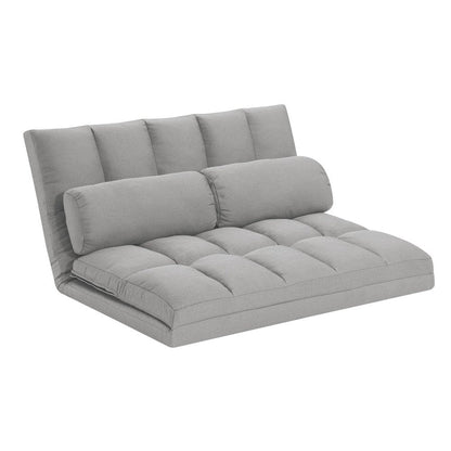 45" Gray Futon Convertible Sleeper Loveseat and Toss Pillows HomeRoots