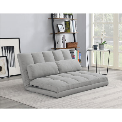 45" Gray Futon Convertible Sleeper Loveseat and Toss Pillows HomeRoots