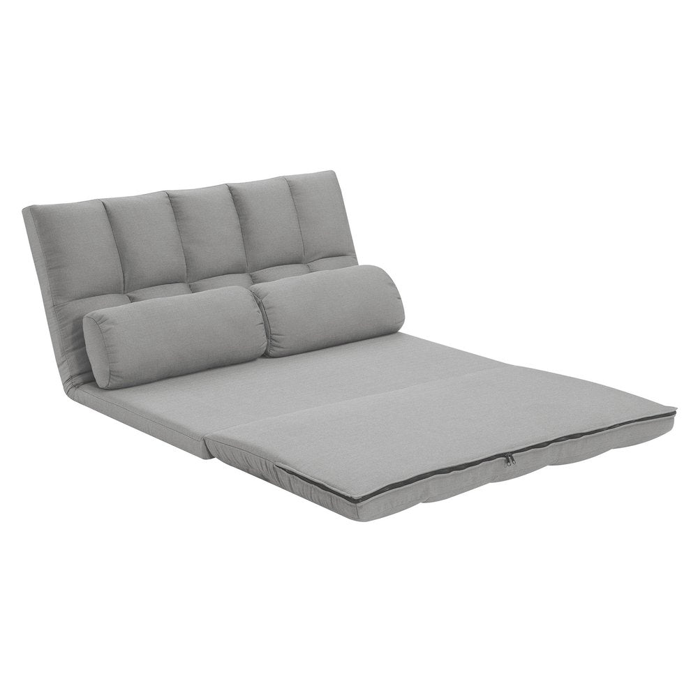 45" Gray Futon Convertible Sleeper Loveseat and Toss Pillows HomeRoots