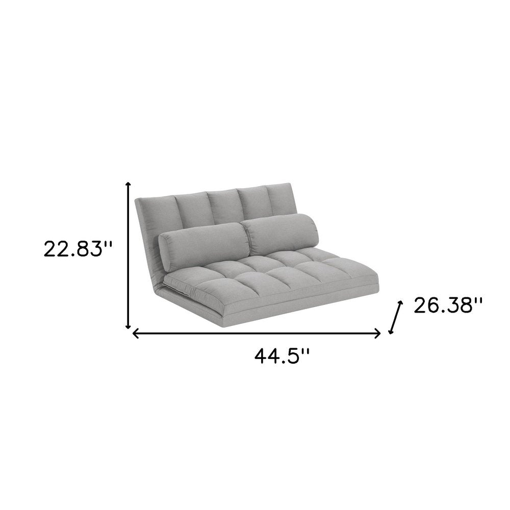 45" Gray Futon Convertible Sleeper Loveseat and Toss Pillows HomeRoots