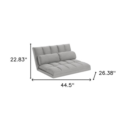 45" Gray Futon Convertible Sleeper Loveseat and Toss Pillows HomeRoots
