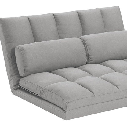45" Gray Futon Convertible Sleeper Loveseat and Toss Pillows HomeRoots