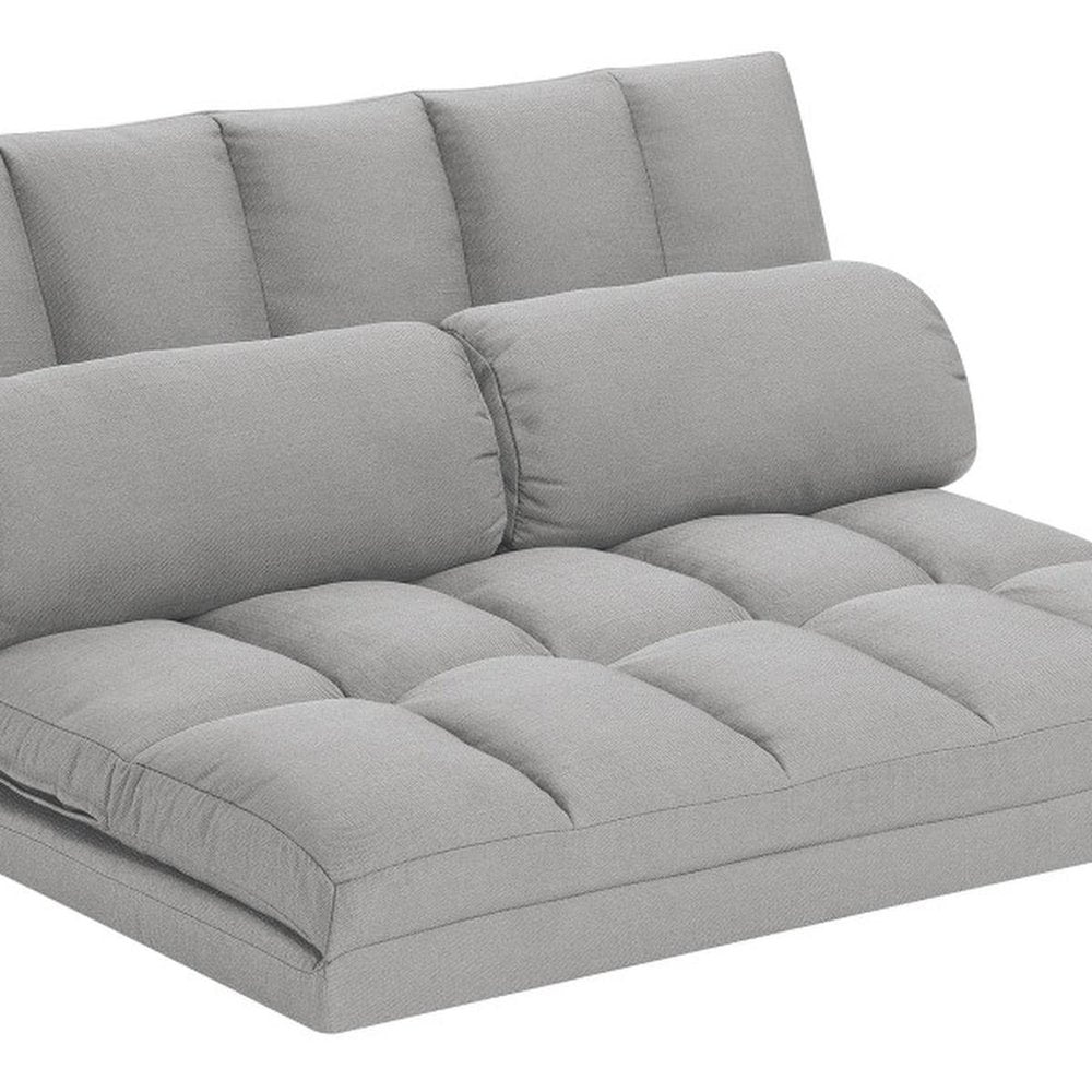 45" Gray Futon Convertible Sleeper Loveseat and Toss Pillows HomeRoots