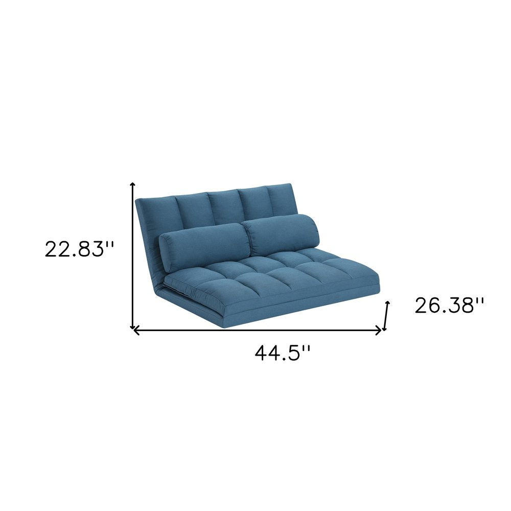 45" Blue Futon Convertible Sleeper Loveseat and Toss Pillows HomeRoots