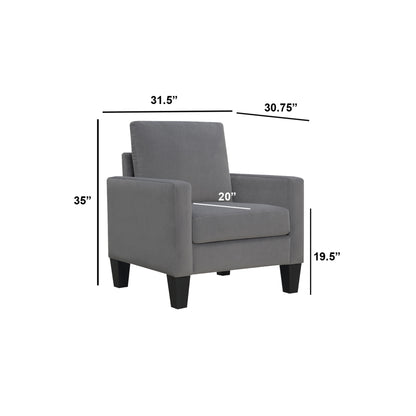 32" Gray And Black Upholstered Arm Chair