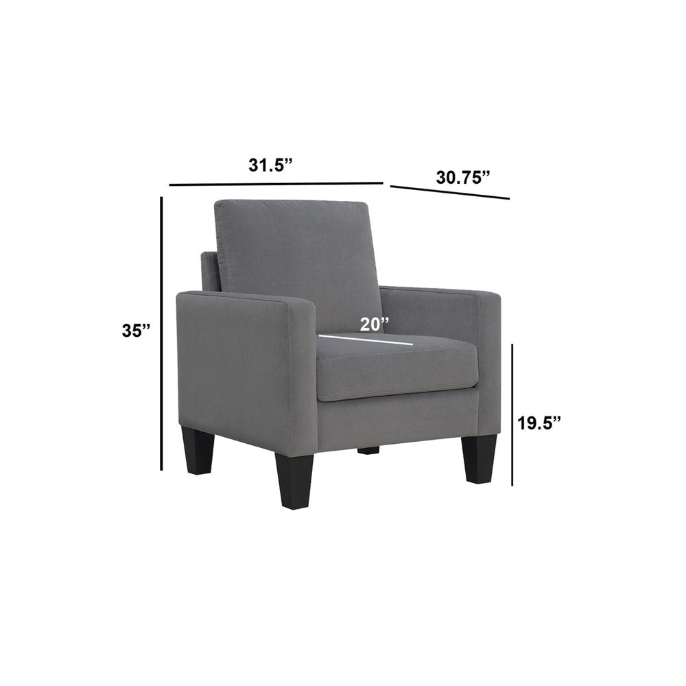 32" Gray and Black Upholstered Arm Chair HomeRoots