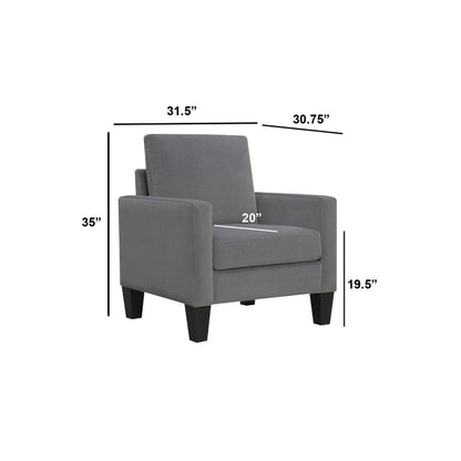 32" Gray and Black Upholstered Arm Chair HomeRoots
