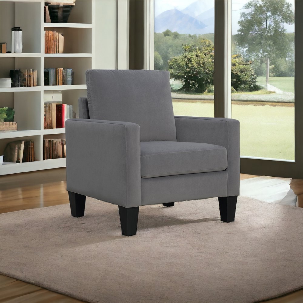 32" Gray and Black Upholstered Arm Chair HomeRoots