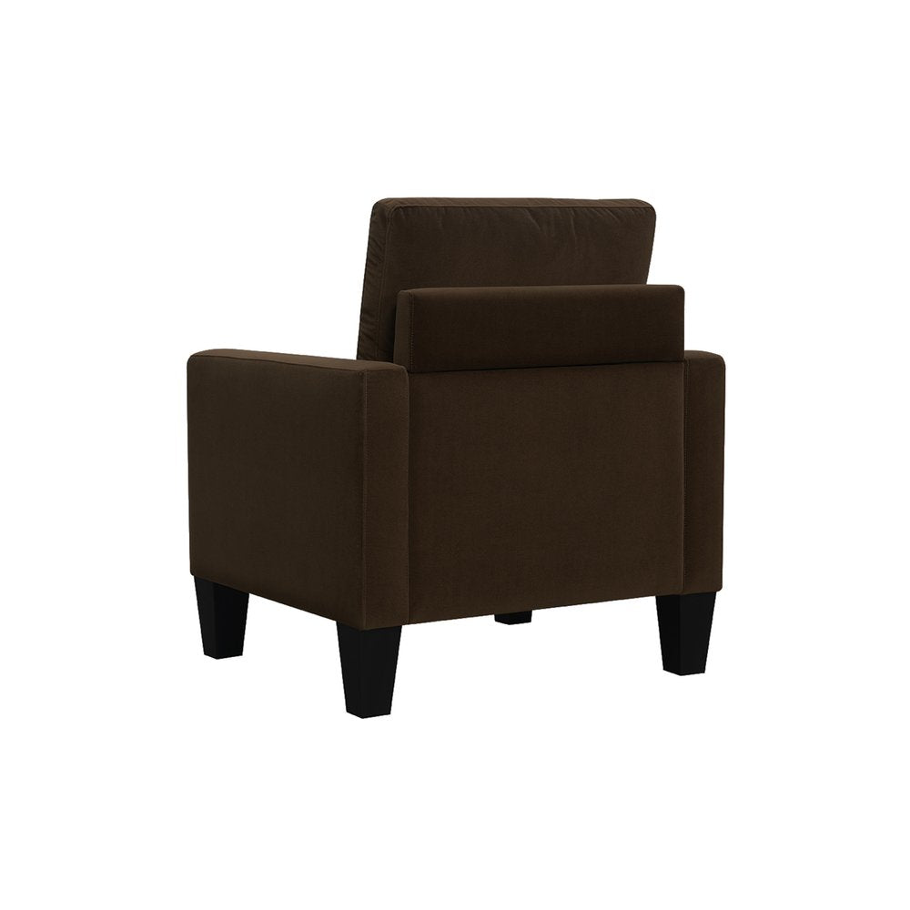 32" Dark Brown and Black Upholstered Arm Chair HomeRoots