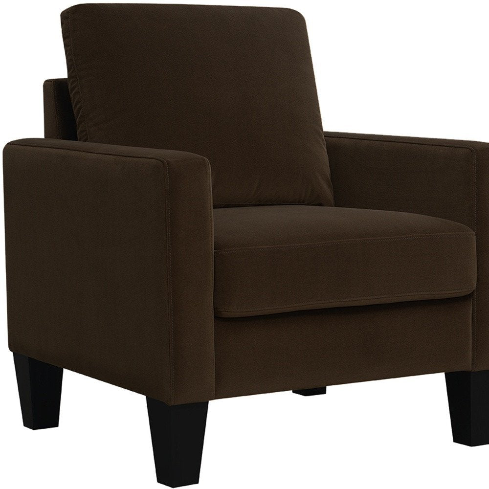 32" Dark Brown and Black Upholstered Arm Chair HomeRoots