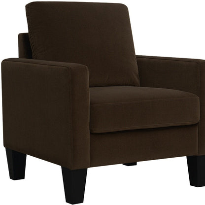 32" Dark Brown and Black Upholstered Arm Chair HomeRoots