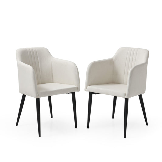 Set of Two 23" Off White And Black Upholstered Arm Chair