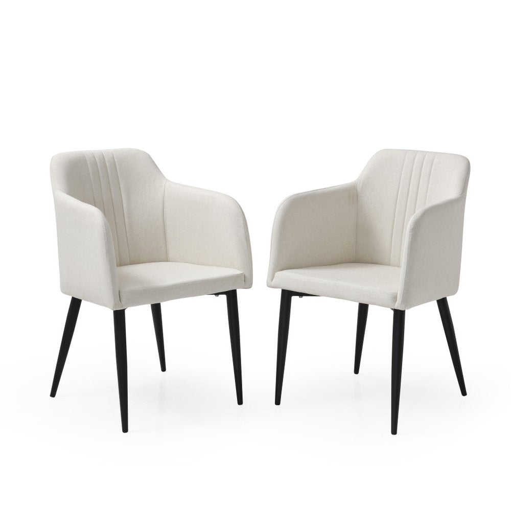 Set of Two 23" Off White and Black Upholstered Arm Chair HomeRoots