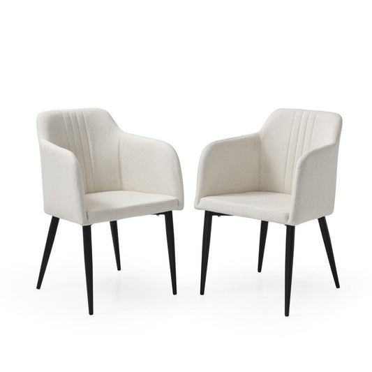 Set of Two 23" Off White and Black Upholstered Arm Chair HomeRoots