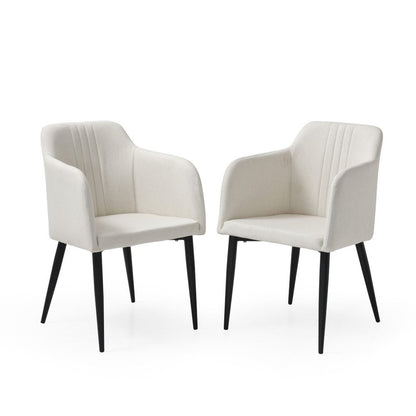 Set of Two 23" Off White and Black Upholstered Arm Chair HomeRoots