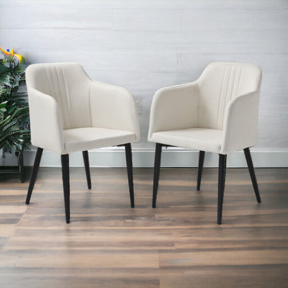 Set of Two 23" Off White and Black Upholstered Arm Chair HomeRoots