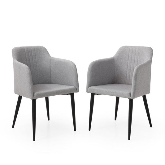 Set of Two 23" Light Gray and Black Upholstered Arm Chair HomeRoots