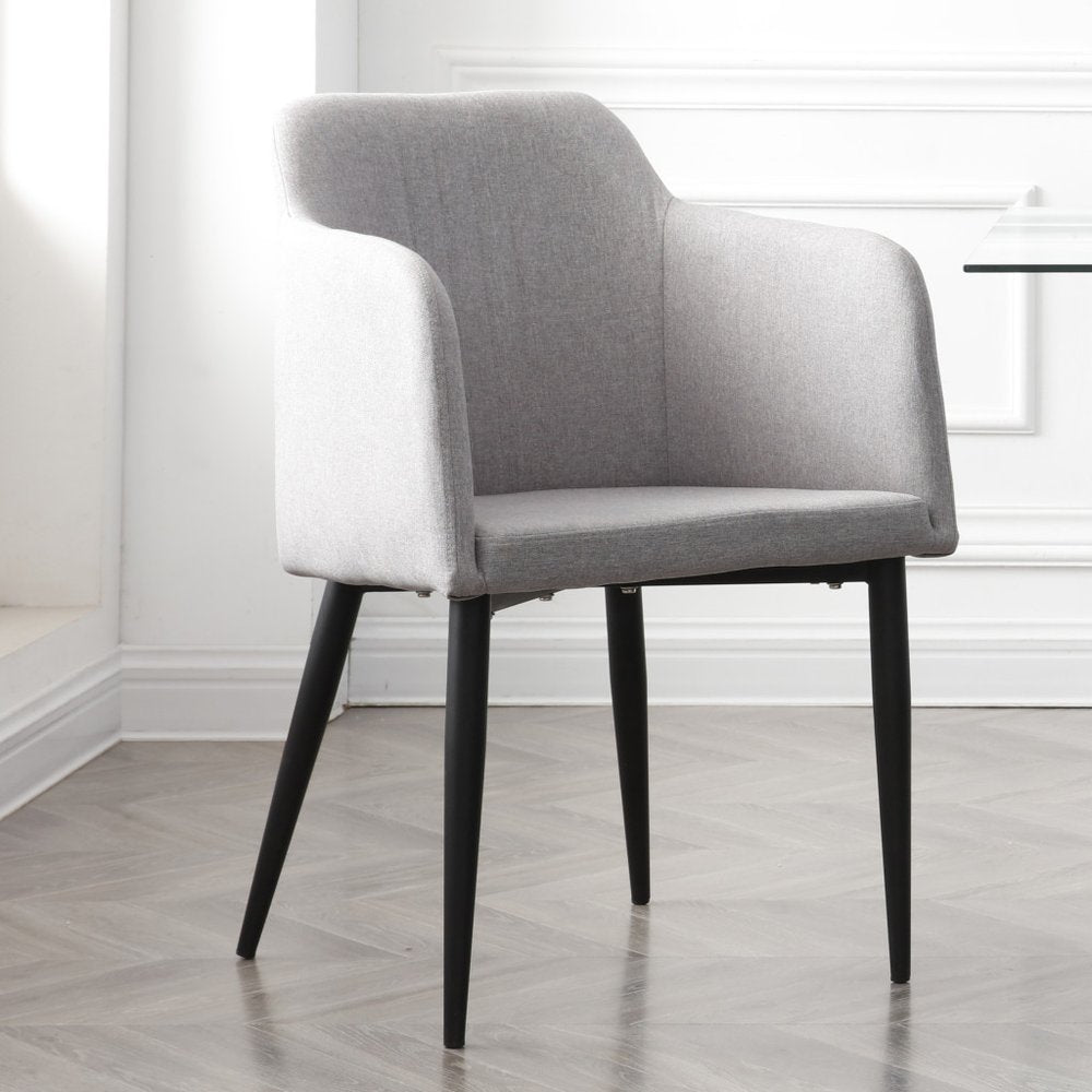 Set of Two 23" Light Gray and Black Upholstered Arm Chair HomeRoots