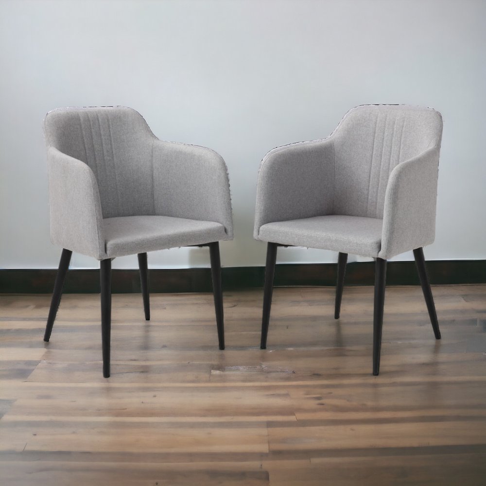 Set of Two 23" Light Gray and Black Upholstered Arm Chair HomeRoots