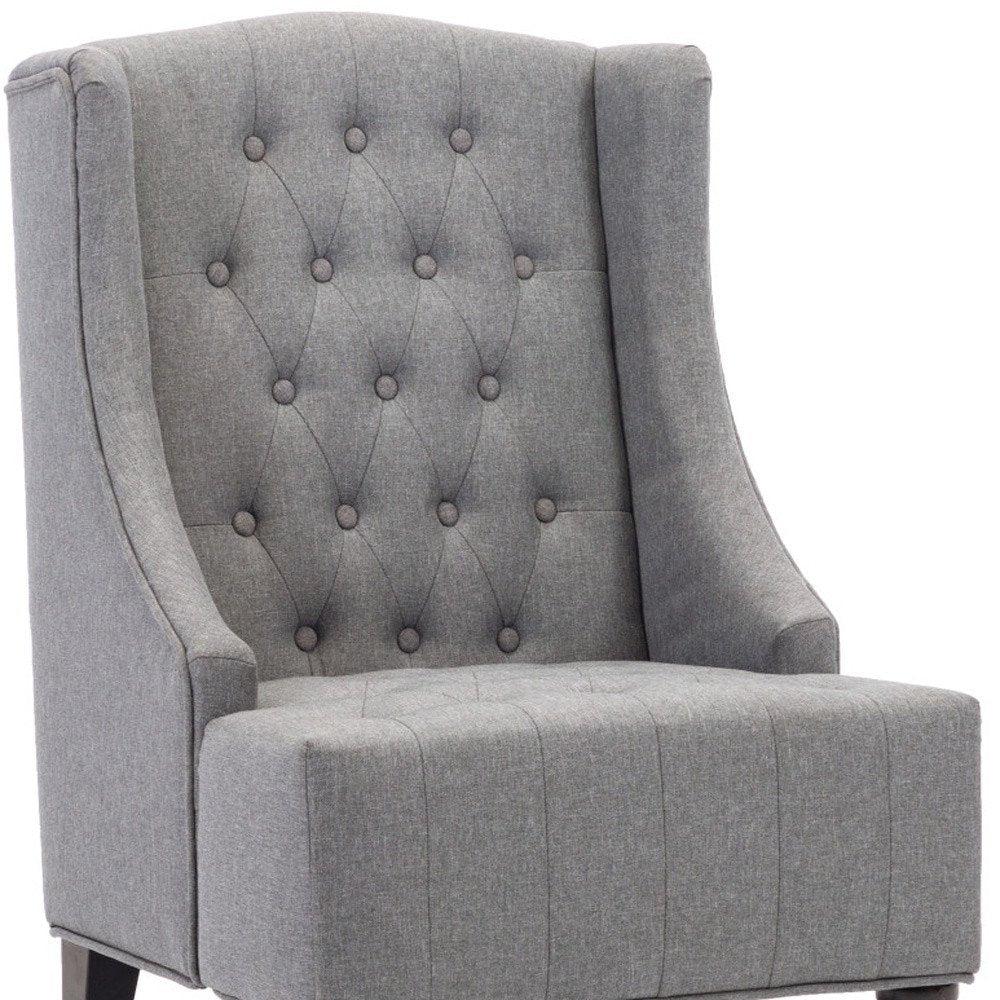 25" Gray and Black Upholstered Tufted Wingback Chair HomeRoots