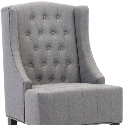 25" Gray and Black Upholstered Tufted Wingback Chair HomeRoots