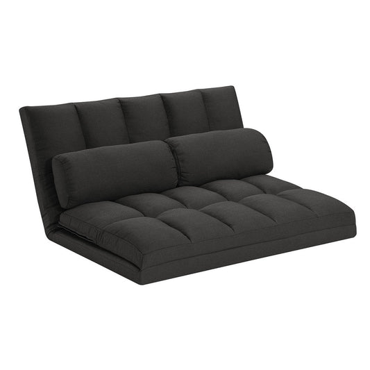 45" Gray Futon Convertible Sleeper Loveseat and Toss Pillows HomeRoots