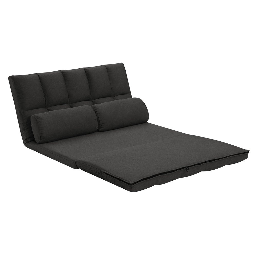 45" Gray Futon Convertible Sleeper Loveseat and Toss Pillows HomeRoots