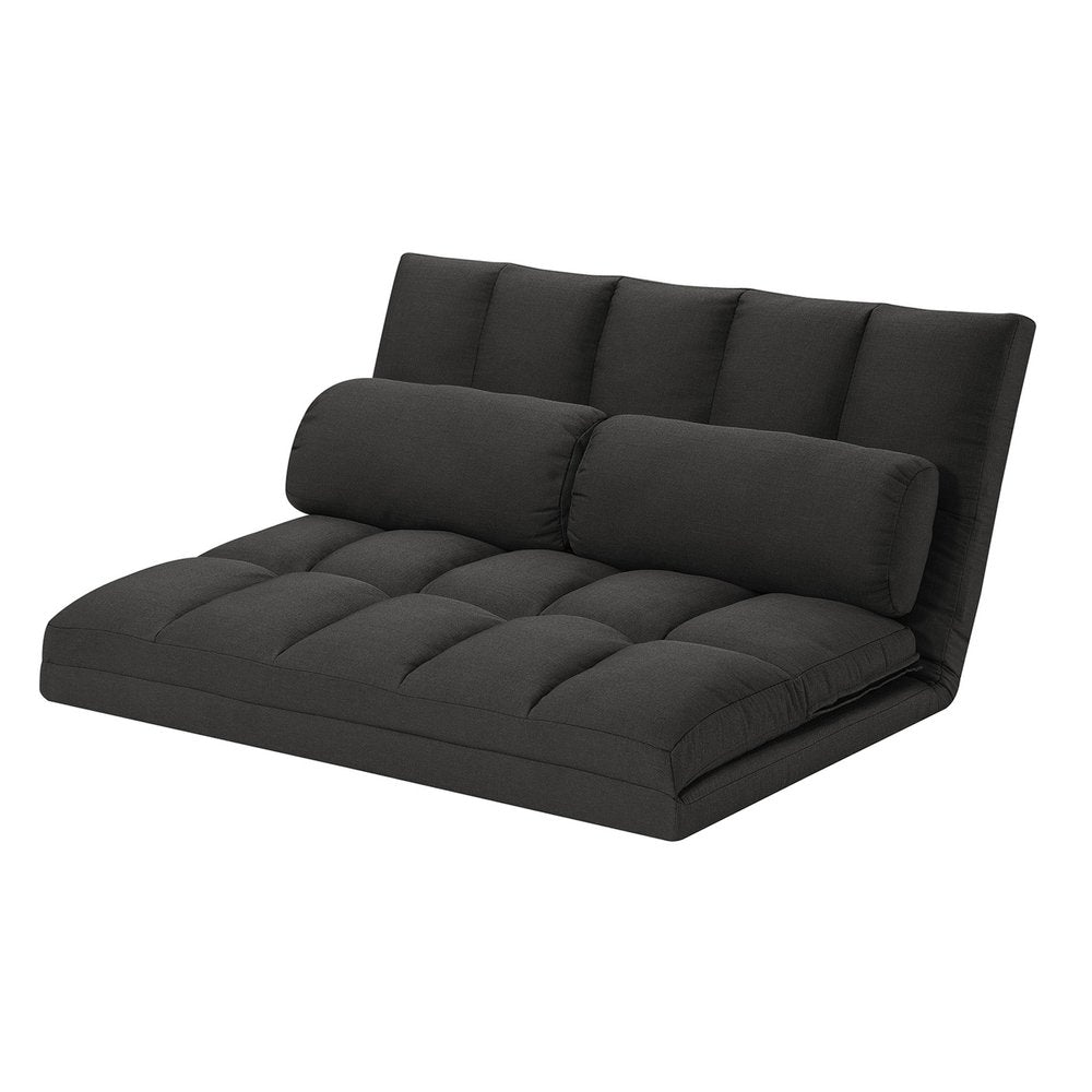 45" Gray Futon Convertible Sleeper Loveseat and Toss Pillows HomeRoots