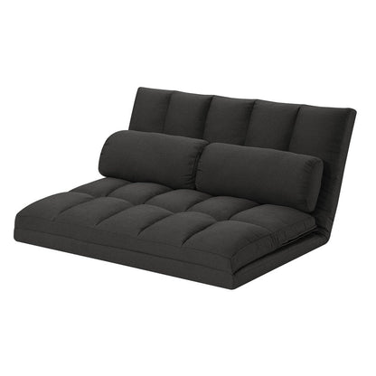 45" Gray Futon Convertible Sleeper Loveseat and Toss Pillows HomeRoots