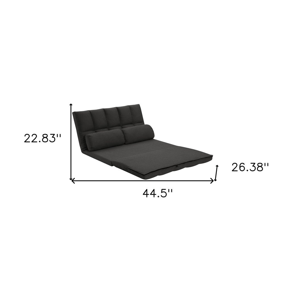 45" Gray Futon Convertible Sleeper Loveseat and Toss Pillows HomeRoots