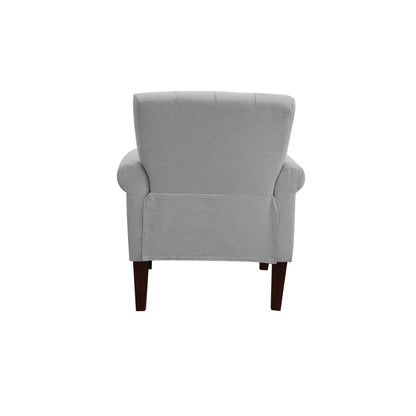 30" Light Gray And Brown Upholstered Arm Chair