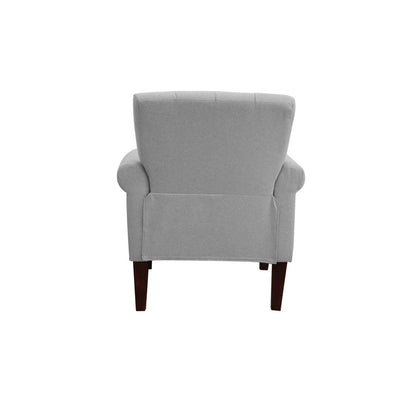 30" Light Gray and Brown Upholstered Arm Chair HomeRoots