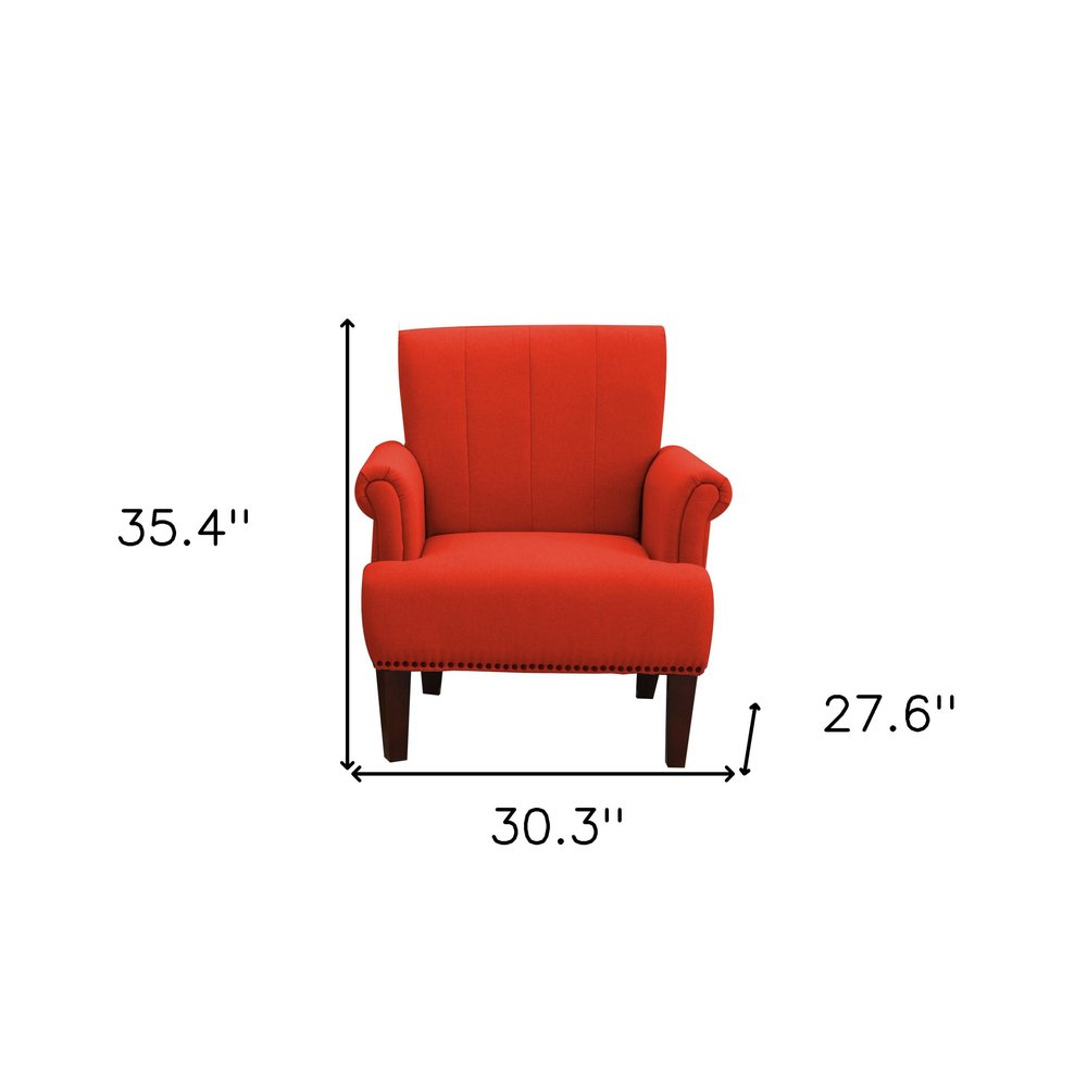 30" Orange and Brown Upholstered Arm Chair HomeRoots